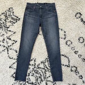 AG Adriano Goldschmied Farrah Ankle Skinny Raw Hem Jeans, Gray, Sz 28, Like New